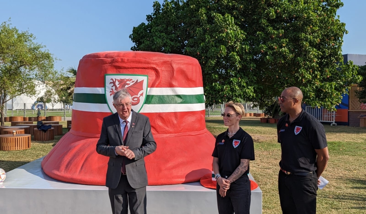 First Minister of Wales officially launches Giant Bucket Hat Installation in Qatar for World Cup